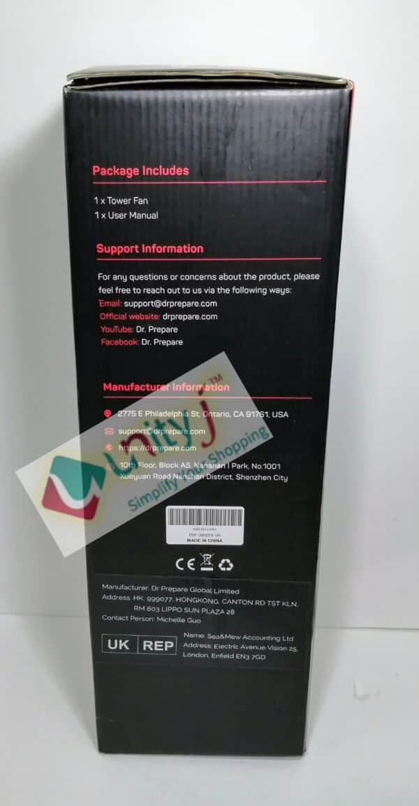 Unityj Uk Household Dr. Prepare Oscillating Tower Fan 1 107
