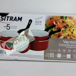 Unityj Uk Kitchen Appliances Sitram Vermillon Enamel Saucepan Set Of Five 596