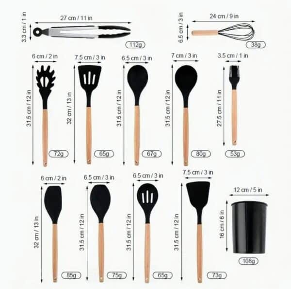 Unityj Uk Kitchen Appliances MEQATS 12 Piece Kitchen Utensil Set Black 1 857