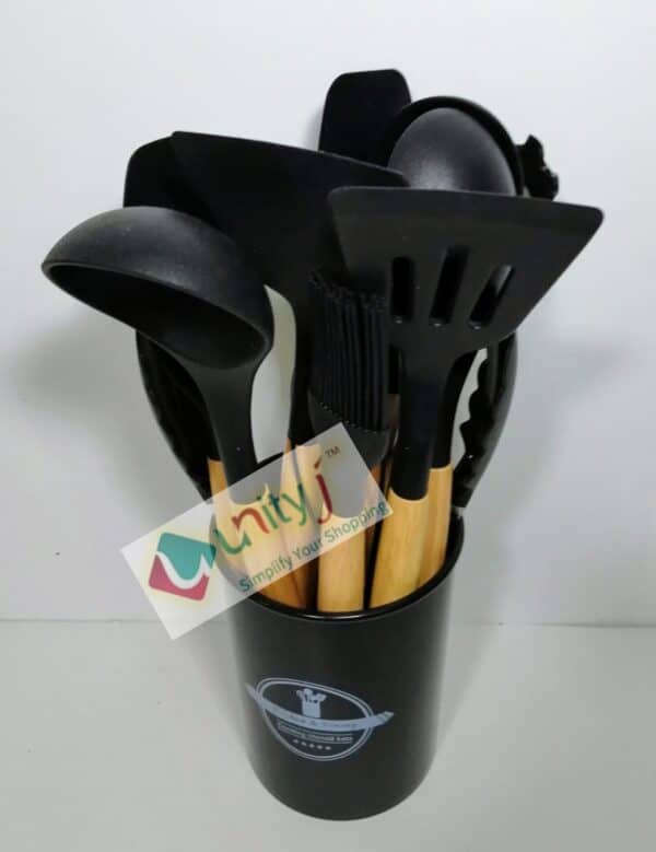 Unityj Uk Kitchen Appliances MEQATS 12 Piece Kitchen Utensil Set Black 3 858