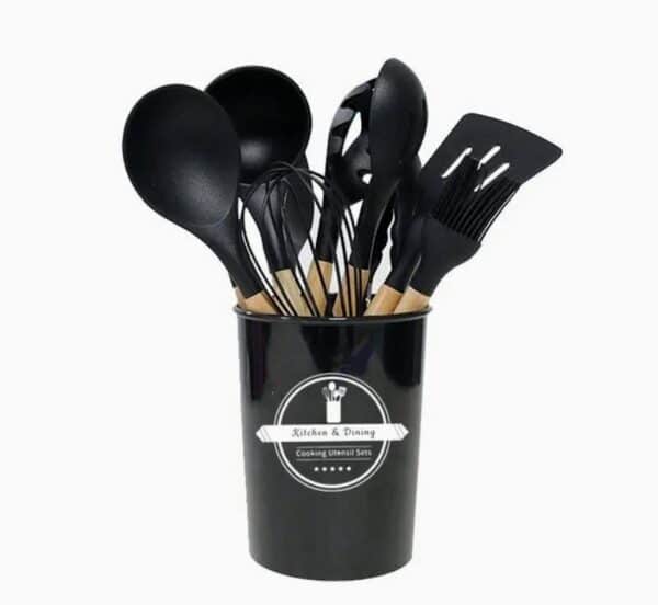 Unityj Uk Kitchen Appliances MEQATS 12 Piece Kitchen Utensil Set Black 856