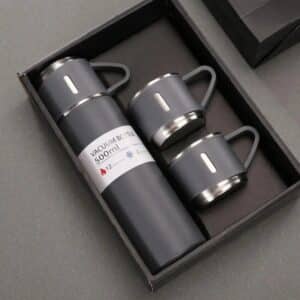 Unityj Uk Kitchen Appliances Vacuum Flask Bottle 500ml17.6oz With 3 Cup Grey 1 847