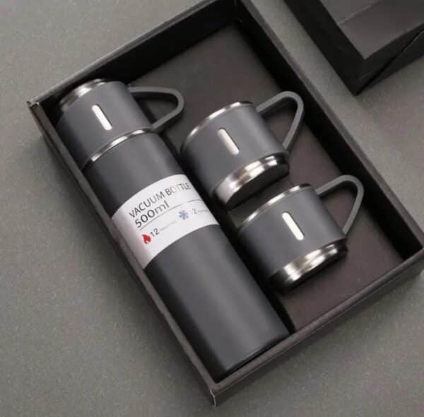 Unityj Uk Kitchen Appliances Vacuum Flask Bottle 500ml17.6oz With 3 Cup Grey 1 847