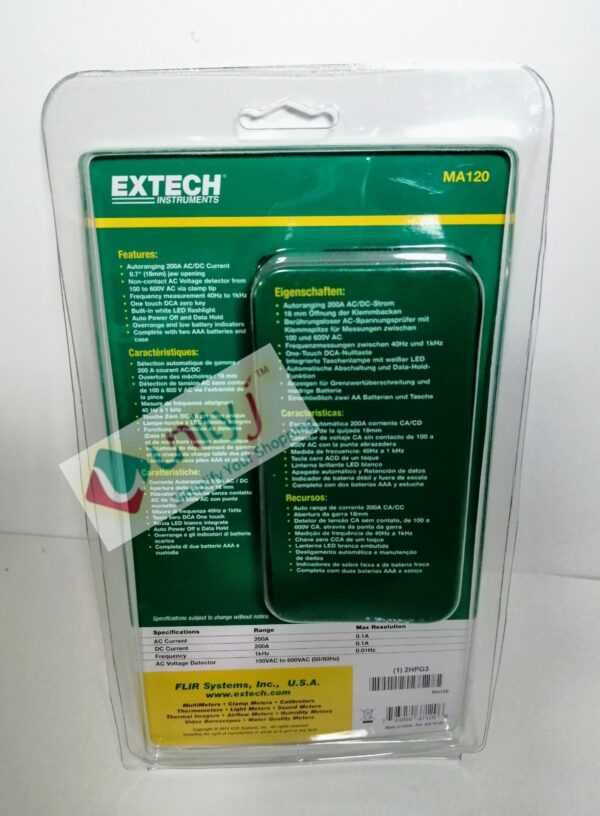 Unityj Uk Tools Extech MA120 200A ACDC Mini Clamp Meter+Voltage Detector 1 144