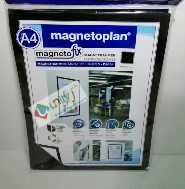 Unityj Uk Office Magnetoplan 1130312 Magnetofix Magnetic Frame A4 Black Pack Of 5 360