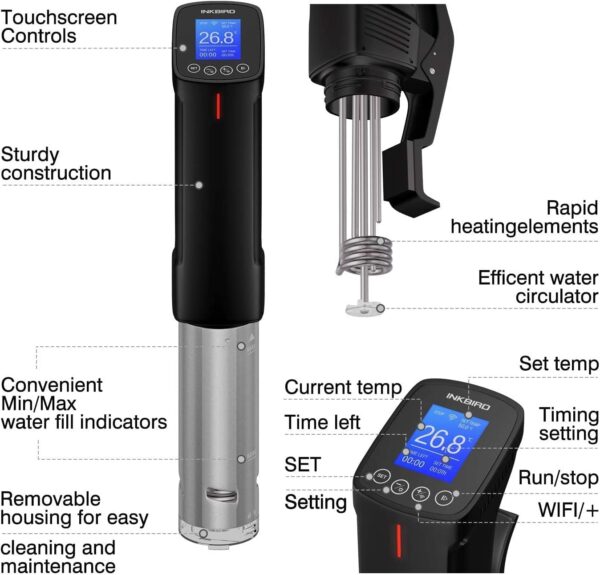 Unityj Uk Kitchen Appliances Inkbird ISV 100W Sous Vide WiFi Cooker 3 1173
