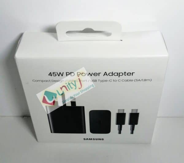 Unityj Uk Mobilephones Samsung Galaxy Official 45W Super Fast Charger 2.0 (with USB C To C Data Cable), Black 156