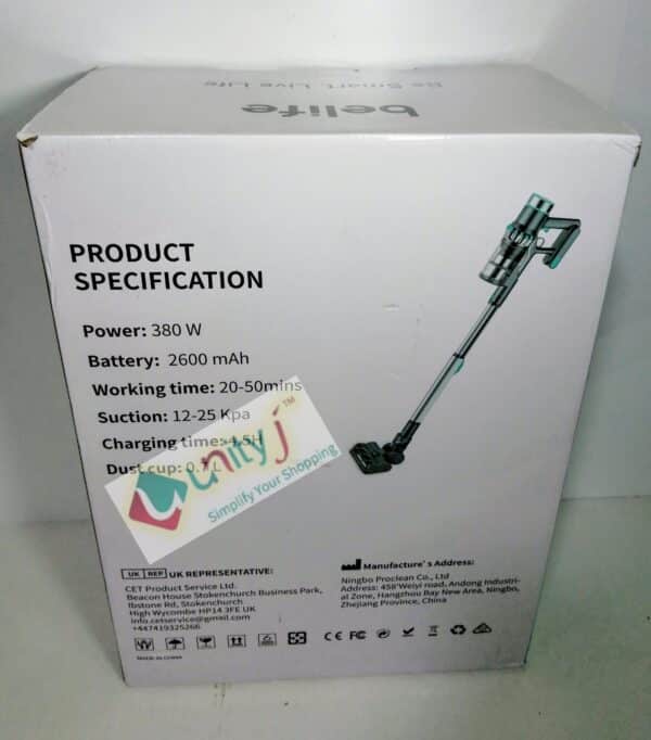 Unityj Uk Appliances Belife Cordless Vacuum Cleaner, 38Kpa 450W 3 640