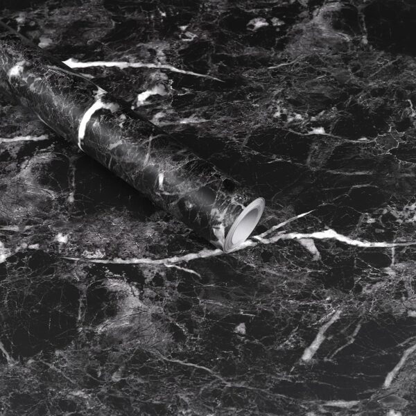 Unityj Uk Furniture Abyssaly Marble Sticky Back Plastic Black Vinyl Wrap, 12