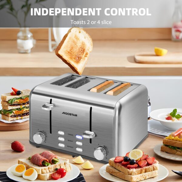 Unityj Uk Kitchen Appliances Aigostar Toaster 4 Slice Stainless Steel Toaster 1 1572