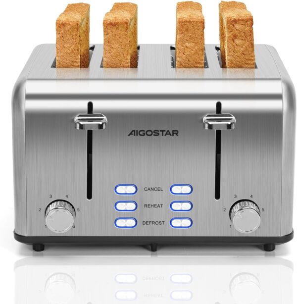 Unityj Uk Kitchen Appliances Aigostar Toaster 4 Slice Stainless Steel Toaster 1573