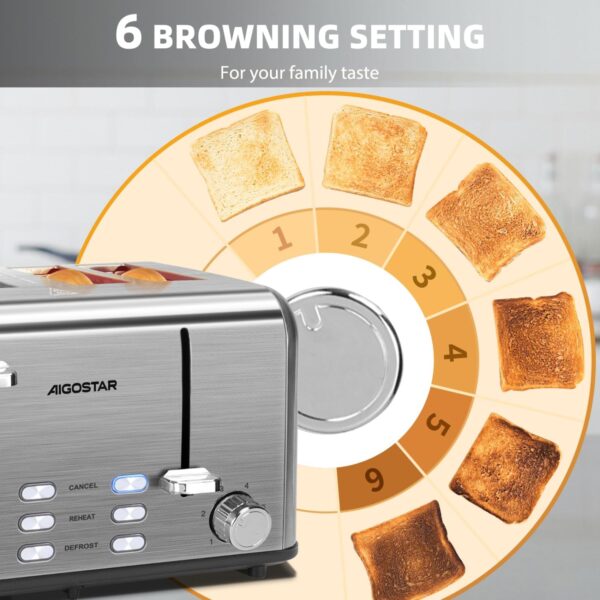 Unityj Uk Kitchen Appliances Aigostar Toaster 4 Slice Stainless Steel Toaster 4 1569