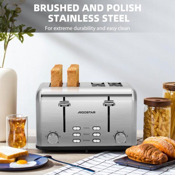Unityj Uk Kitchen Appliances Aigostar Toaster 4 Slice Stainless Steel Toaster 5 1568