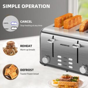 Unityj Uk Kitchen Appliances Aigostar Toaster 4 Slice Stainless Steel Toaster 6 1567