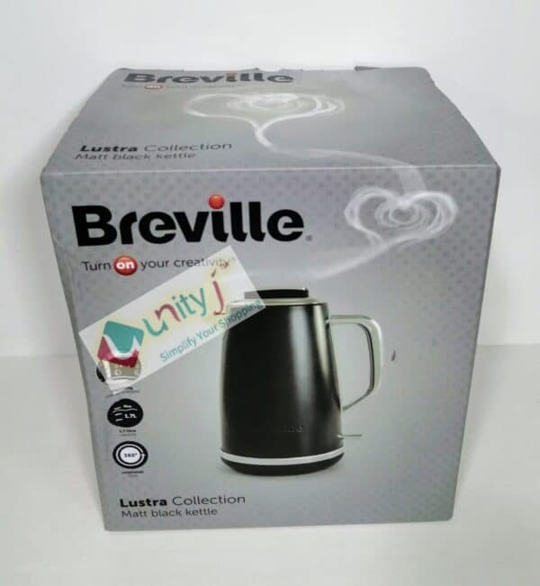 Unityj Uk Kitchen Appliances Breville Lustra Electric Kettle 1.7 L 3kW Fast Boil Matt Black [VKT173] 1583