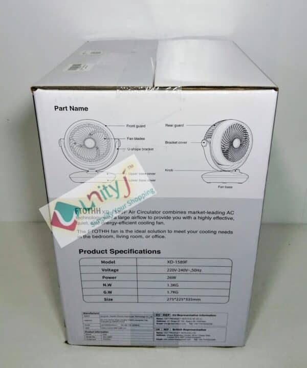 Unityj Uk Appliances Air Circulator Desk Fan, 22 DB Quiet Fans 1 705