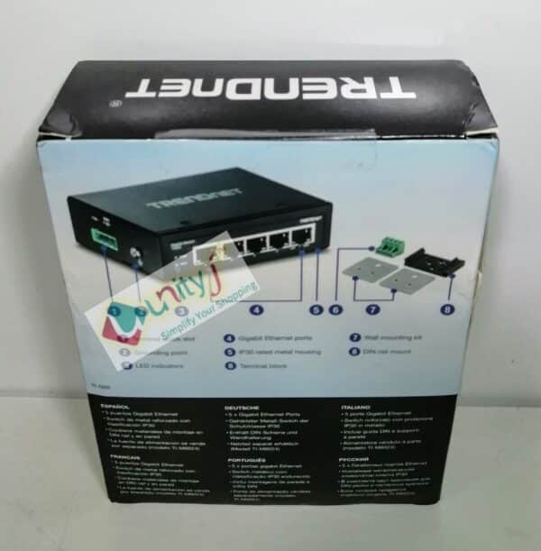 Unityj Uk Computers TRENDnet TI G50 5 Port Hardened Industrial Gigabit DIN Rail Switch 1 1426