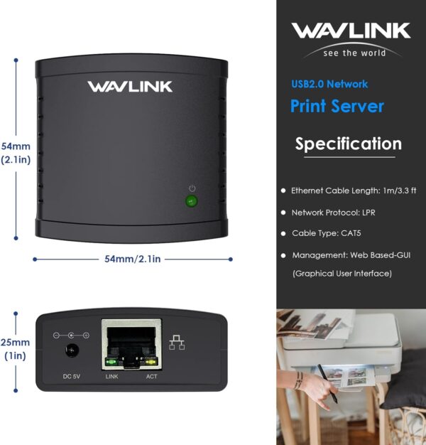 Unityj Uk Computers Wavlink USB2.0 Network Print Server 6 1435