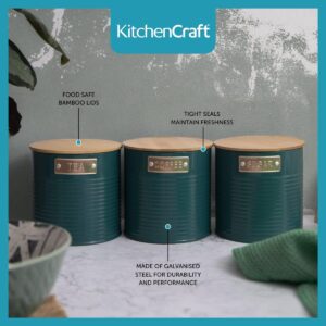 Unityj Uk Kitchen Appliances KitchenCraft 3 Piece Teal Tea Coffee Sugar Canisters Set 1 1831