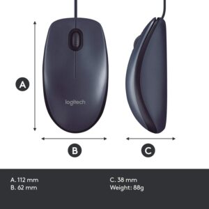 Unityj Uk Computers Logitech B100 Wired USB Mouse 7 1708