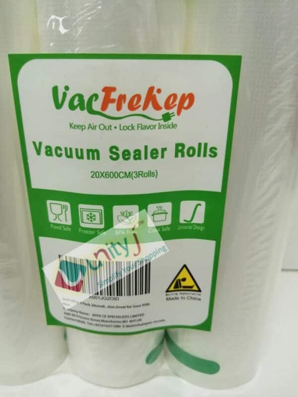 Unityj Uk Kitchen Appliances VacFreKep 3 Pack 20cmx6m Vacuum Sealer Bags 1 1939