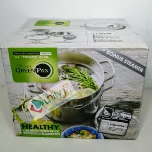 Unityj Uk Kitchen Appliances GreenPan Venice Pro Tri Ply Stainless Steel Healthy Ceramic NonStick 24cm7.6 L Multipurpose Boiler Stockpot 1957