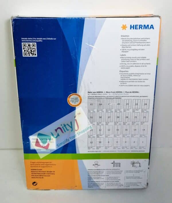Unityj Uk Office HERMA Self Adhesive Multipurpose Labels, 65 Labels Per A4 Sheet, 200 Sheets, 38.1 X 21.2 Mm, 13000 Labels 1 619