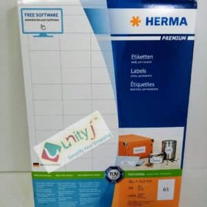 Unityj Uk Office HERMA Self Adhesive Multipurpose Labels, 65 Labels Per A4 Sheet, 200 Sheets, 38.1 X 21.2 Mm, 13000 Labels 618
