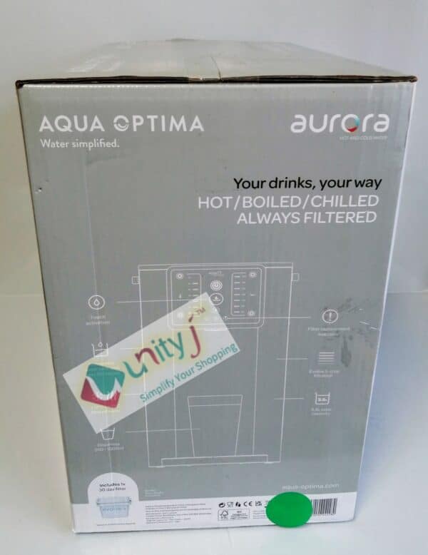 Unityj Uk Appliances Aqua Optima Aurora Hot & Chilled Filtered Water Dispenser, 3.8L Capacity 1 823