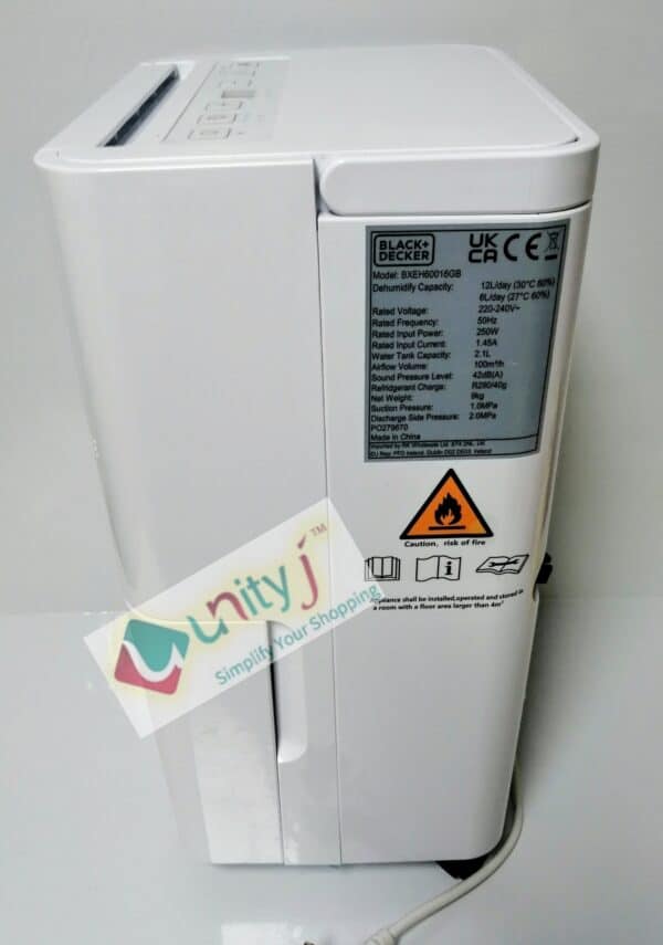 Unityj Uk Appliances BLACK+DECKER BXEH60016GB 12L Smart Dehumidifier 2 859