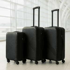 Unityj Uk Travel Neo 3 Piece Hard Shell Luggage Suitcase Black MAIN 123
